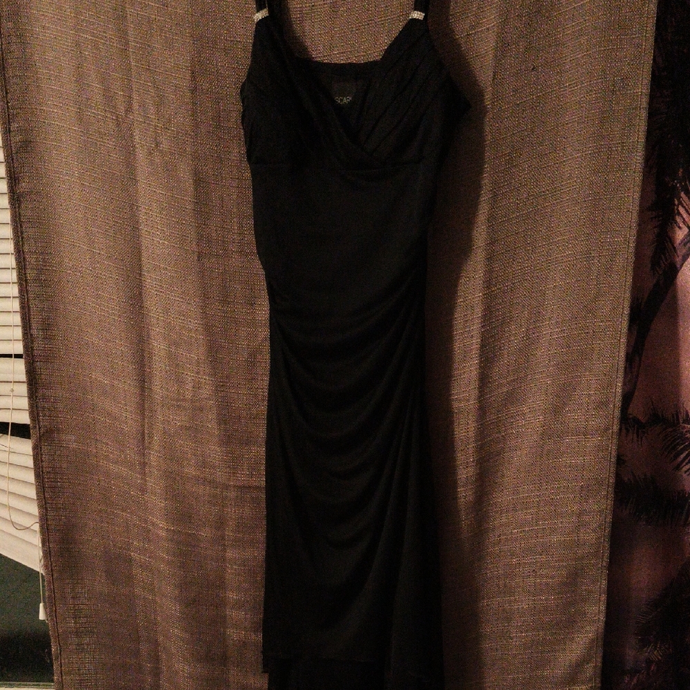 Scarlett Black Midi Dress with Draped Front
